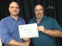 Keven presenting Mark with a Certificate of Appreciation November 2014